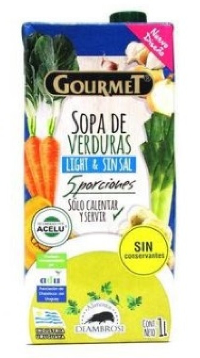 SOPA GOURMET VERDURAS LIGHT SIN SAL 1LT 