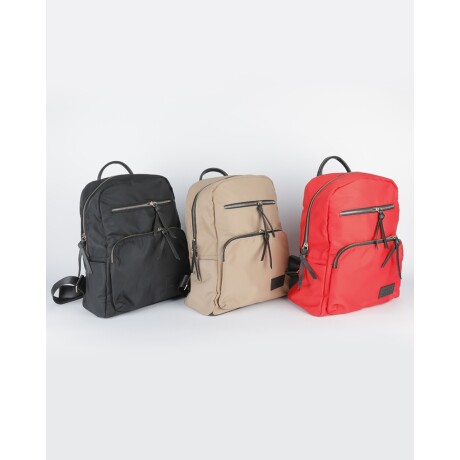 Mochila Canva de nylon con compartimientos y cierres metálicos Rojo