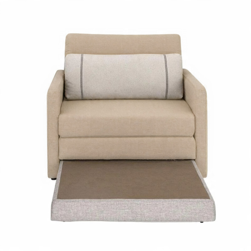 Sofa cama de 1 plaza tapizado en tela beige Sofa cama de 1 plaza tapizado en tela beige