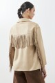 Chaqueta simil gamuza con flecos beige