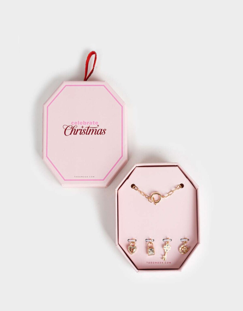 Set De Cadena Y Charms - Dorado 