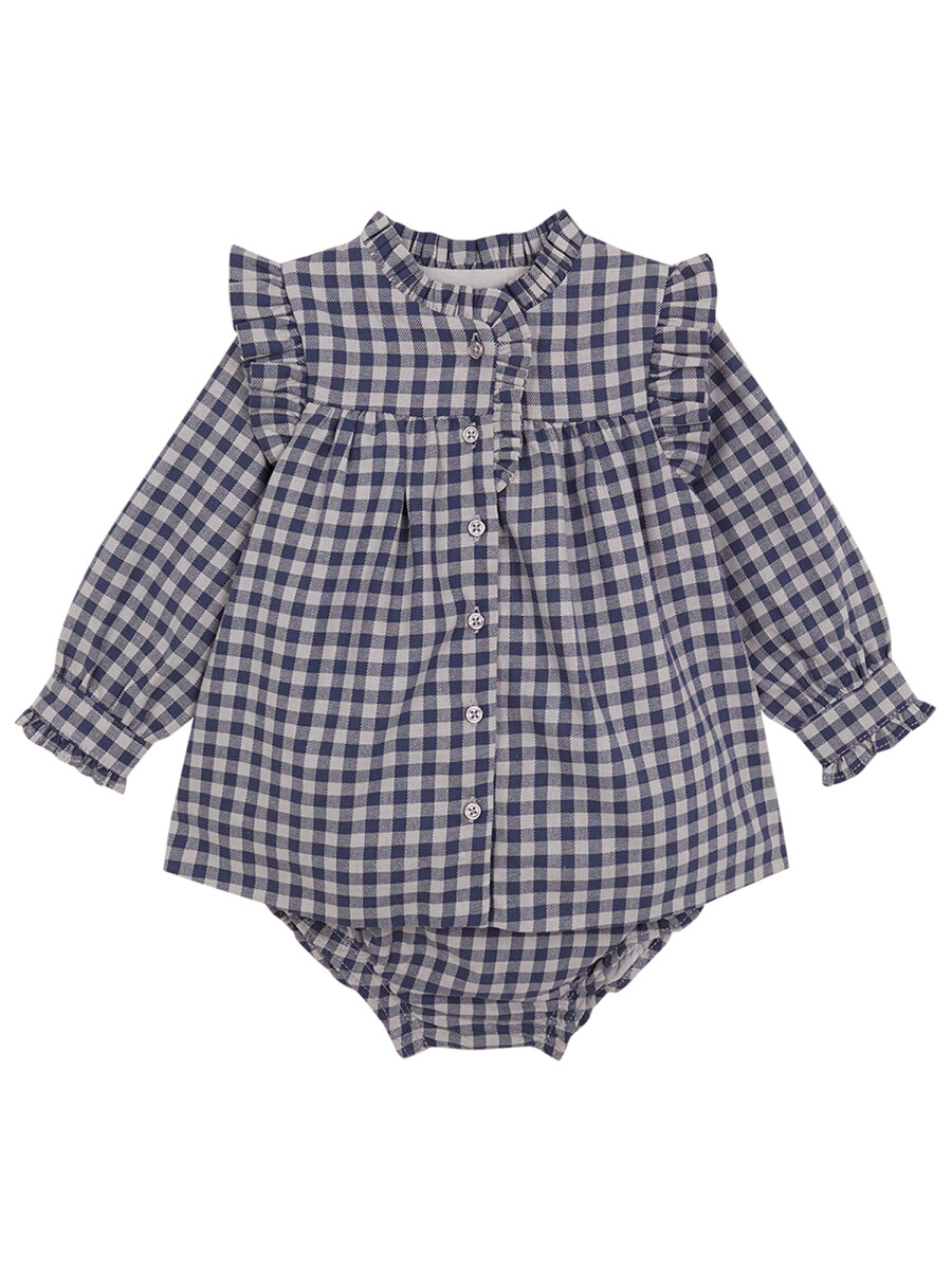 Vestido De Cuadros Azul Medio Oscuro