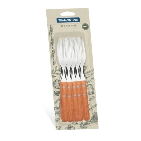 Tenedor mango de madera modelo DYNAMIC, 12 piezas -TRAMONTINA TN8115