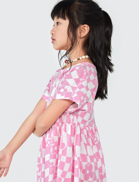 VESTIDO CORTO INFANTIL ESTAMPADO ROSA