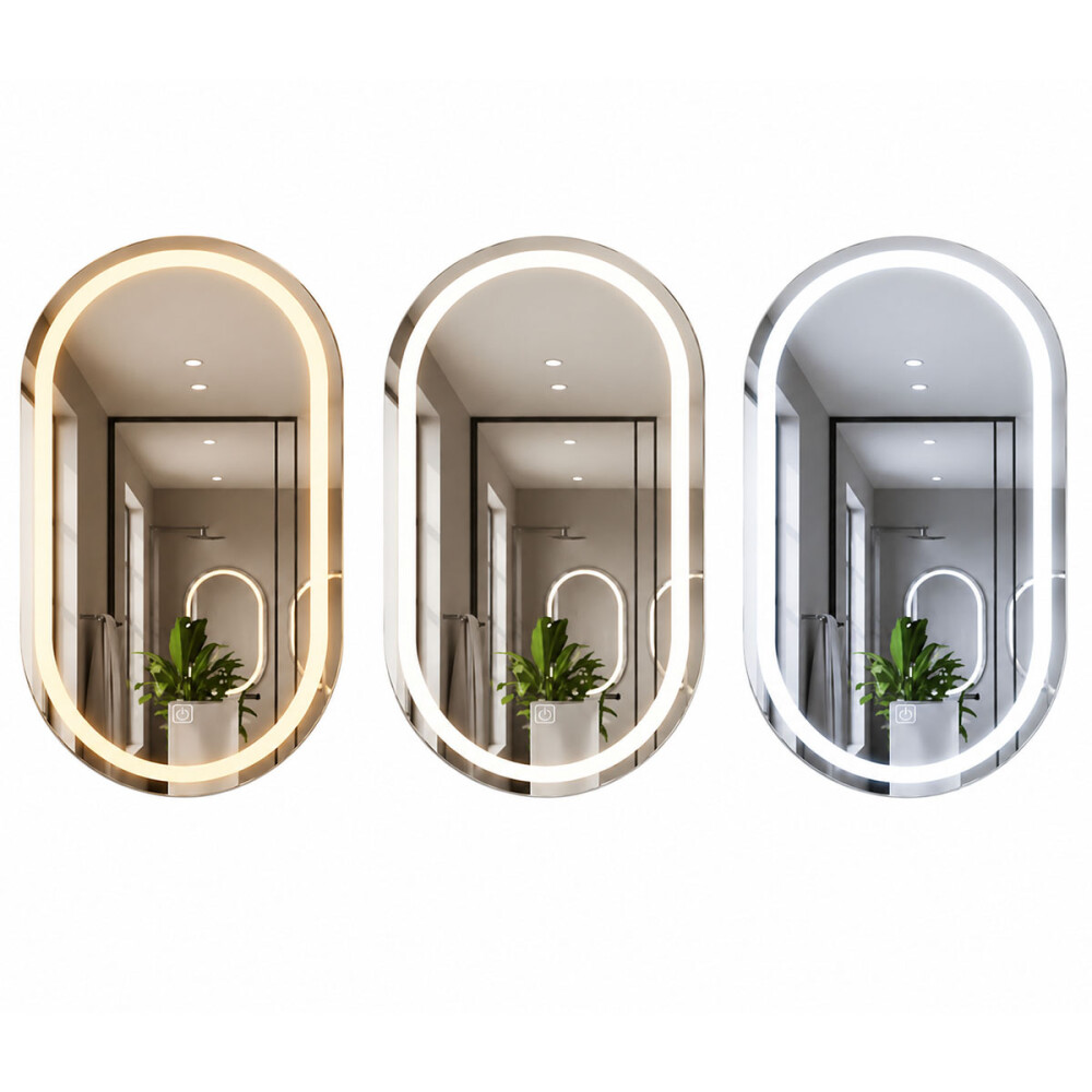 Espejo De Baño Con Luz Led 3 Tonos Ovalado Espejo De Baño Con Luz Led 3 Tonos Ovalado
