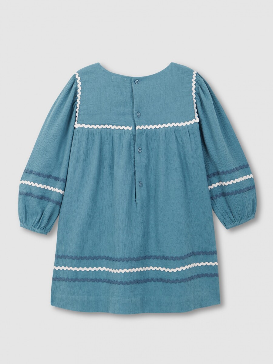 Vestido Con Ric Rac A Contraste Azul Brillante