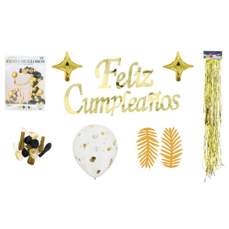 Set de Globos Dorados 10 Piezas con Confeti (Aire o Helio) - Up