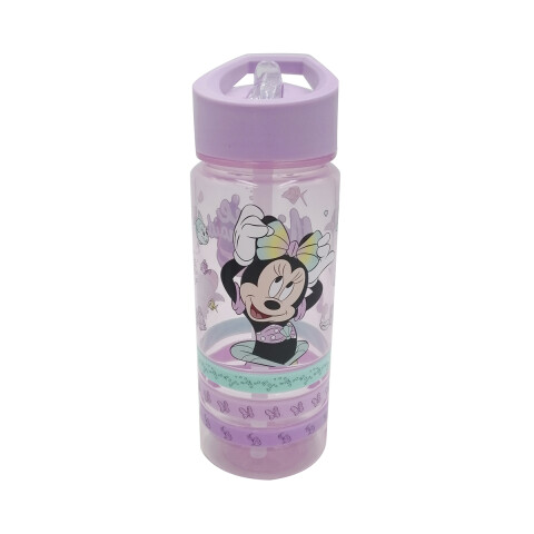 Botella Plástica con Pajita Minnie 500 ml + 3 Pulseras Goma U