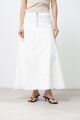 Maxi falda de jean con cortes blanco