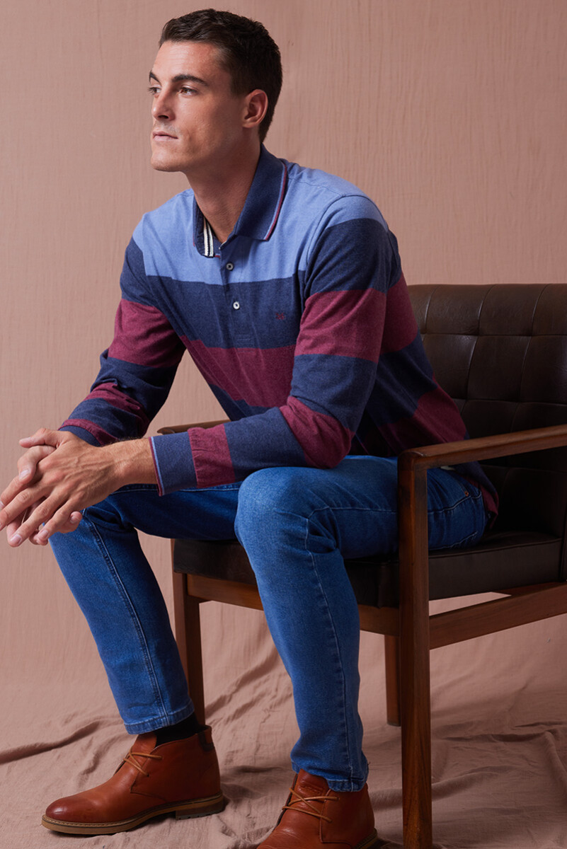 REMERA POLO RAYADA - Bordo 