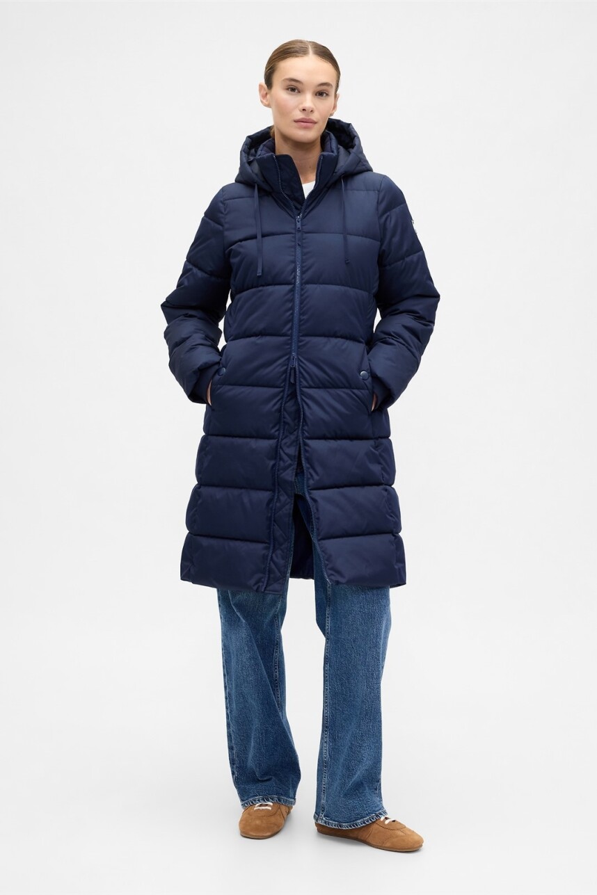 Campera Larga Puffer Mujer Navy Uniform