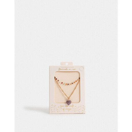 Collar Corto Bañado En Oro Con Piedra Natural Dorado