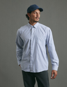 012626 CAMISA HARRINGTON LABEL Blanco/azul