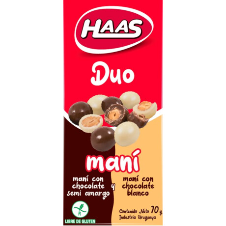 MANI C/CHOCOLATE HAAS 70G DUO MANI C/CHOCOLATE HAAS 70G DUO
