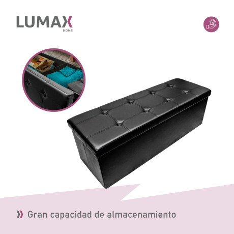 Puff Baúl Lumax Plegable 75x38 cm Organizador Living Dormitorio Negro