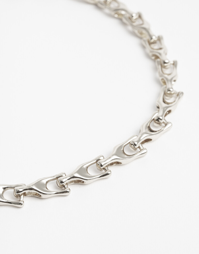 Collares Cortos Metal Collar Corto Cadena Metal - Plateado