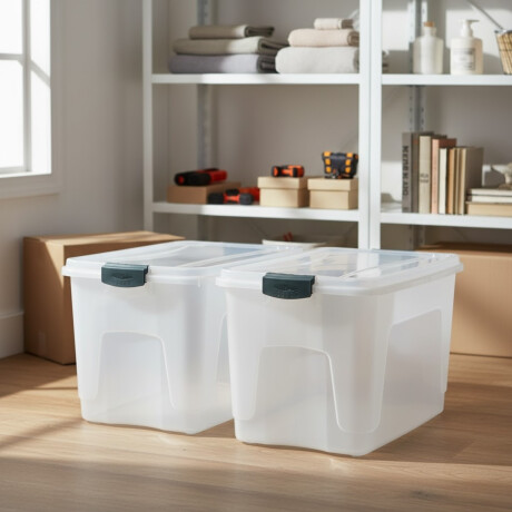 Set x2 Caja organizadora 30 lts Alta TRANSPARENTE