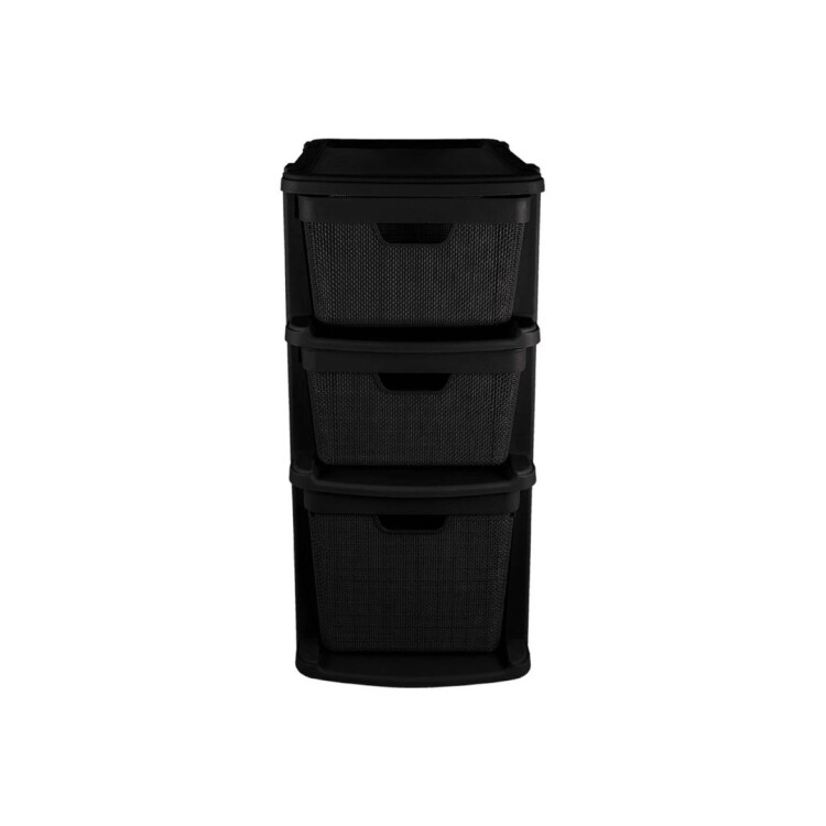Cajonera Gavetero Estante simil Rattan 3 Cajones Negro Cajonera Gavetero Estante simil Rattan 3 Cajones Negro