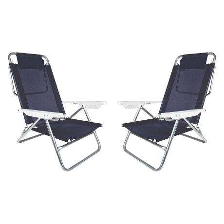 Set X2 Reposeras Sillas Almohada 6Posiciones Alum Mor Summer Azul Marino