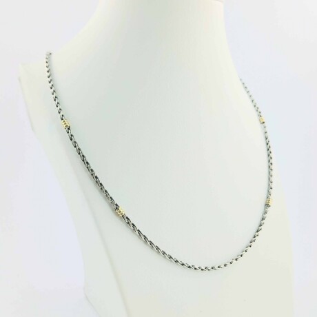 Gargantilla de plata 925 con detalles de double en oro 18Ktes. 50 cm. Gargantilla de plata 925 con detalles de double en oro 18Ktes. 50 cm.