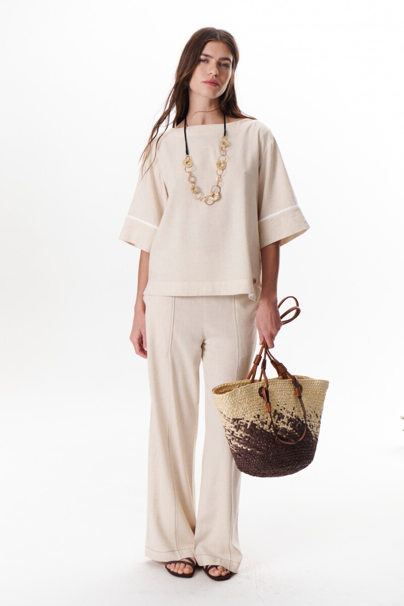 PANTALON LINO POCKET BEIGE