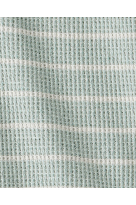 Set dos piezas de algodón térmico, pantalón y body henley, verde, diseño a rayas Sin color