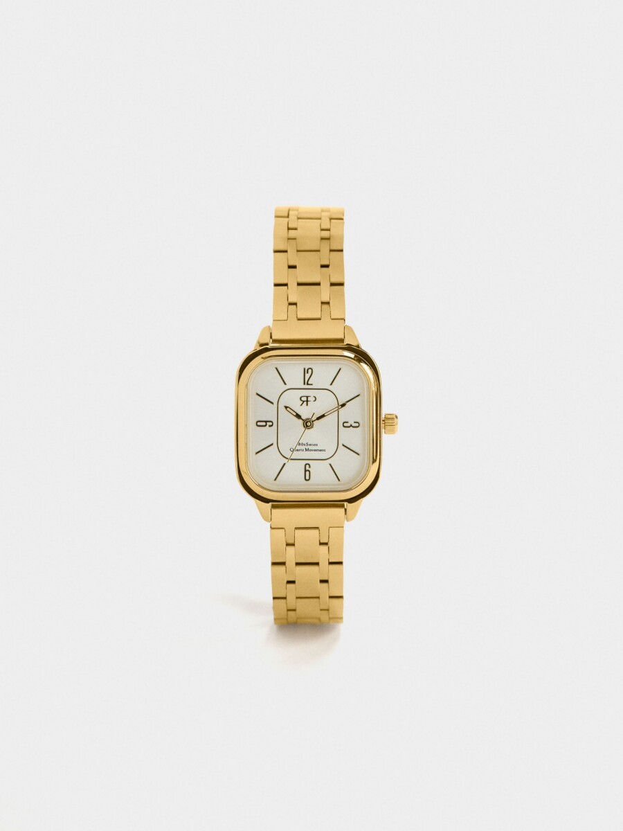 Reloj Cuadrado Con Pulsera De Acero Inoxidable dorado