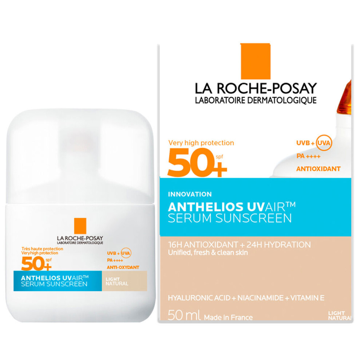 Protector Solar Facial con Color Anthelios UVAir FPS 50+ Tono Claro Natural 50 ml - La Roche-Posay 