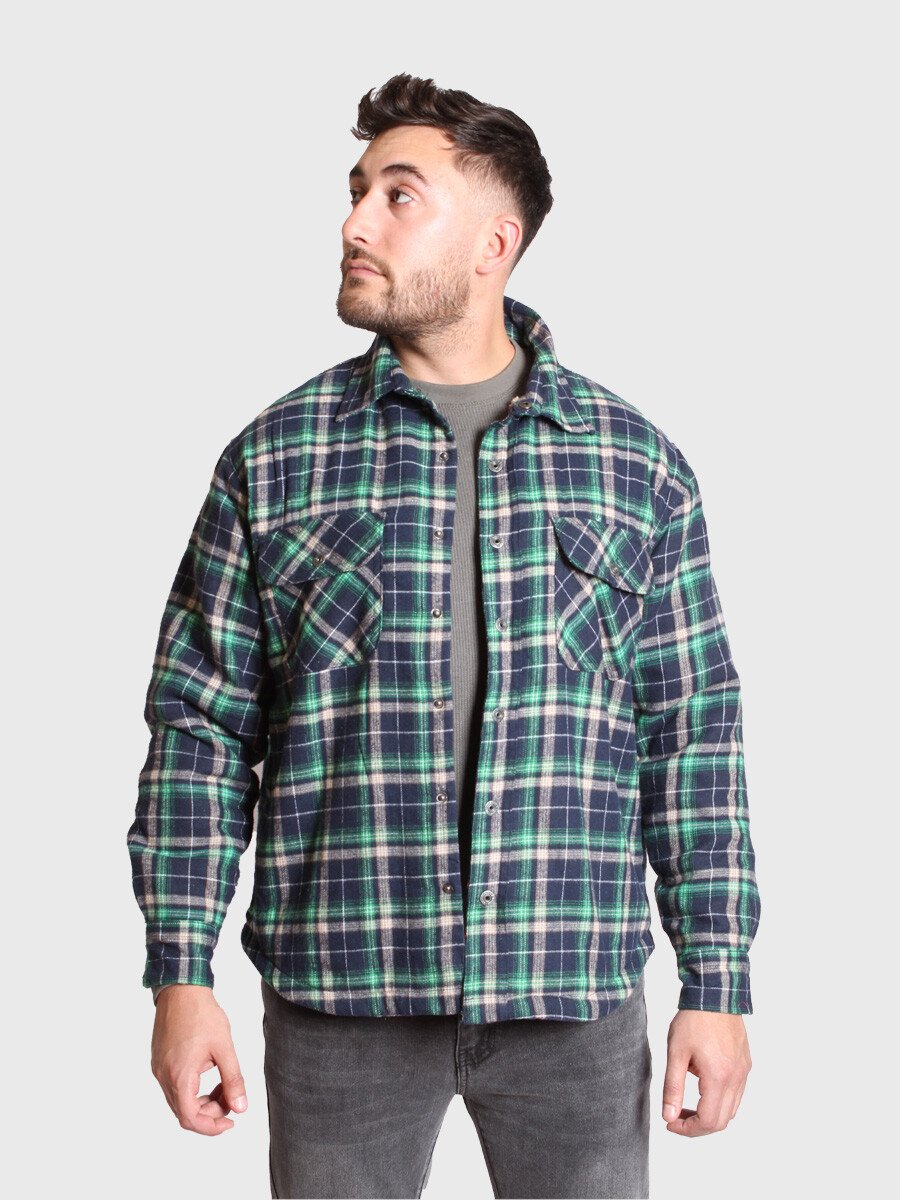 Sobrecamisa de Franela con Corderito - Verde/Fantasia 1 