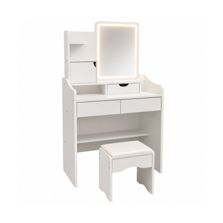 Escritorio tocador vanity con espejo y banquito Blanco