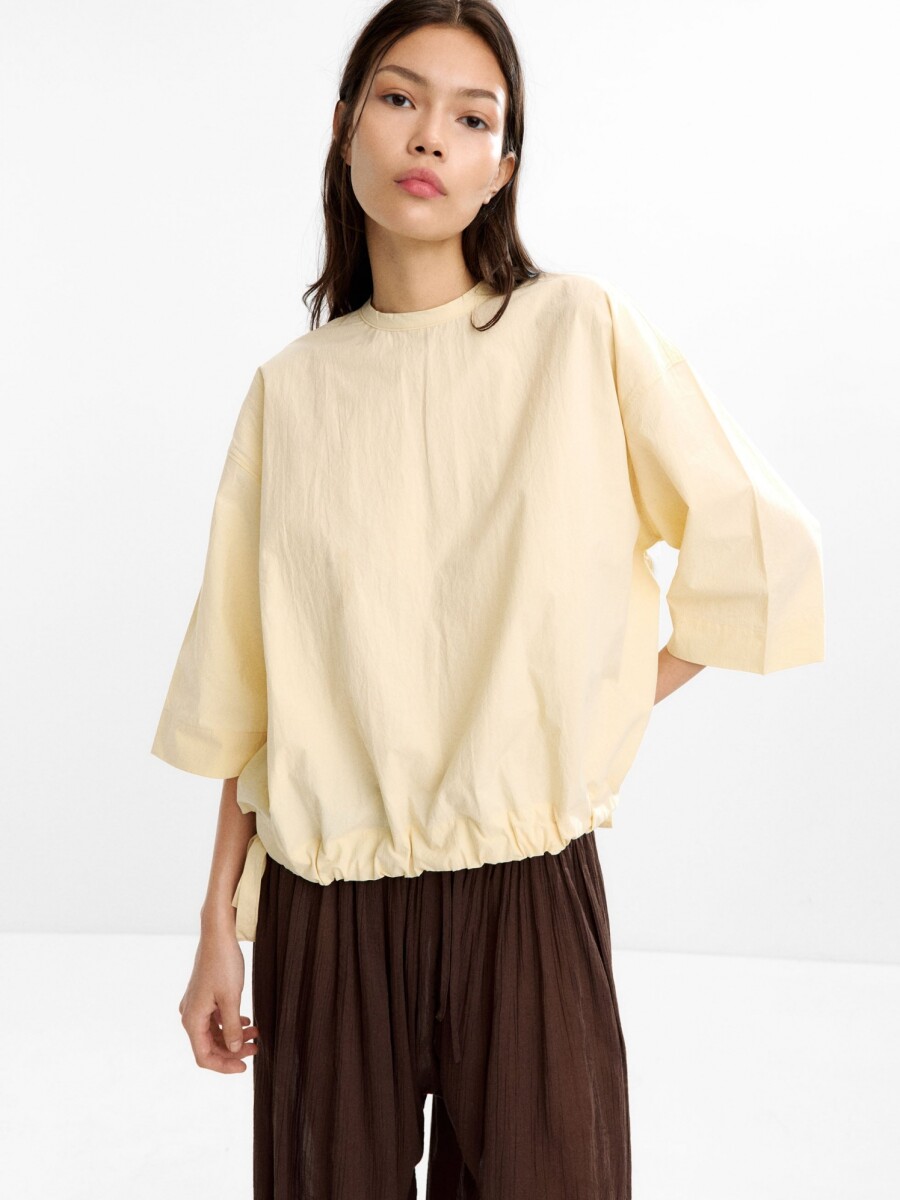 Blusa Con Fruncido 100% Algodón crudo