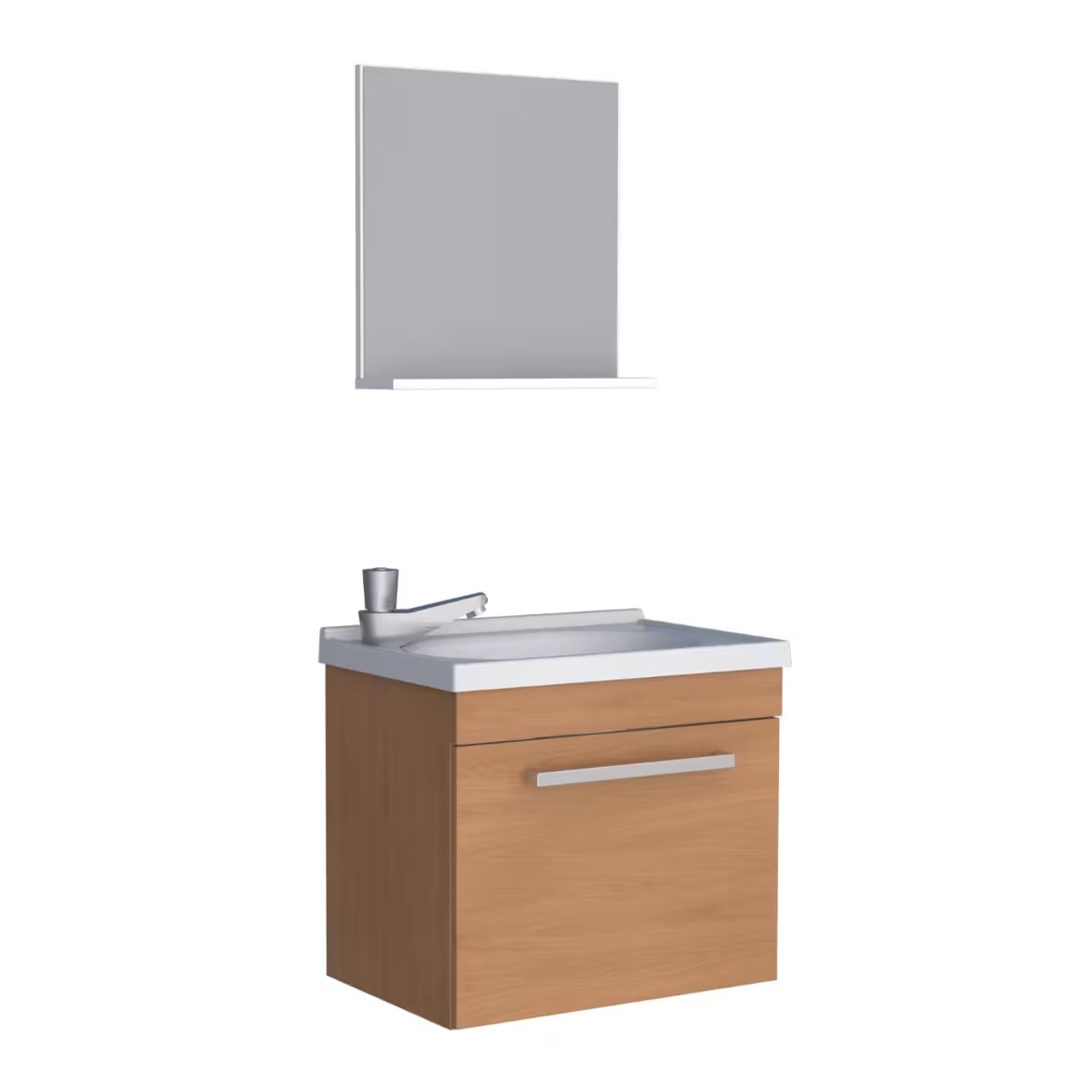 Mueble De Baño Suspendido Agata Jequitiba 50cm Bacha De Resina Natural Y Espejo 