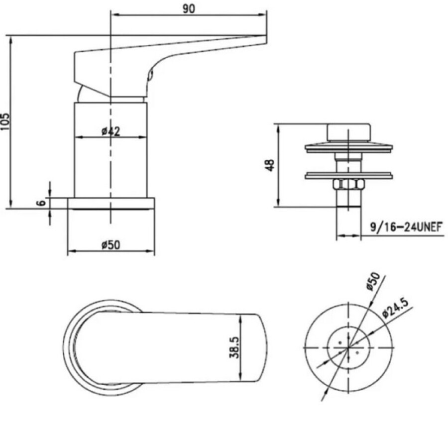 Grifería para Bidet Monocomando Sin Transferencia Cromada Linea Alba Grifería para Bidet Monocomando Sin Transferencia Cromada Linea Alba