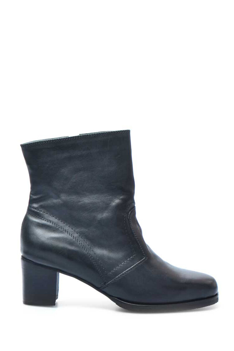Bota Caña Media Corderito Cuero - Negro 