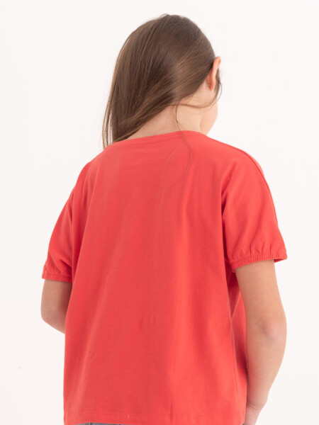 Camiseta con manga fruncida Roja
