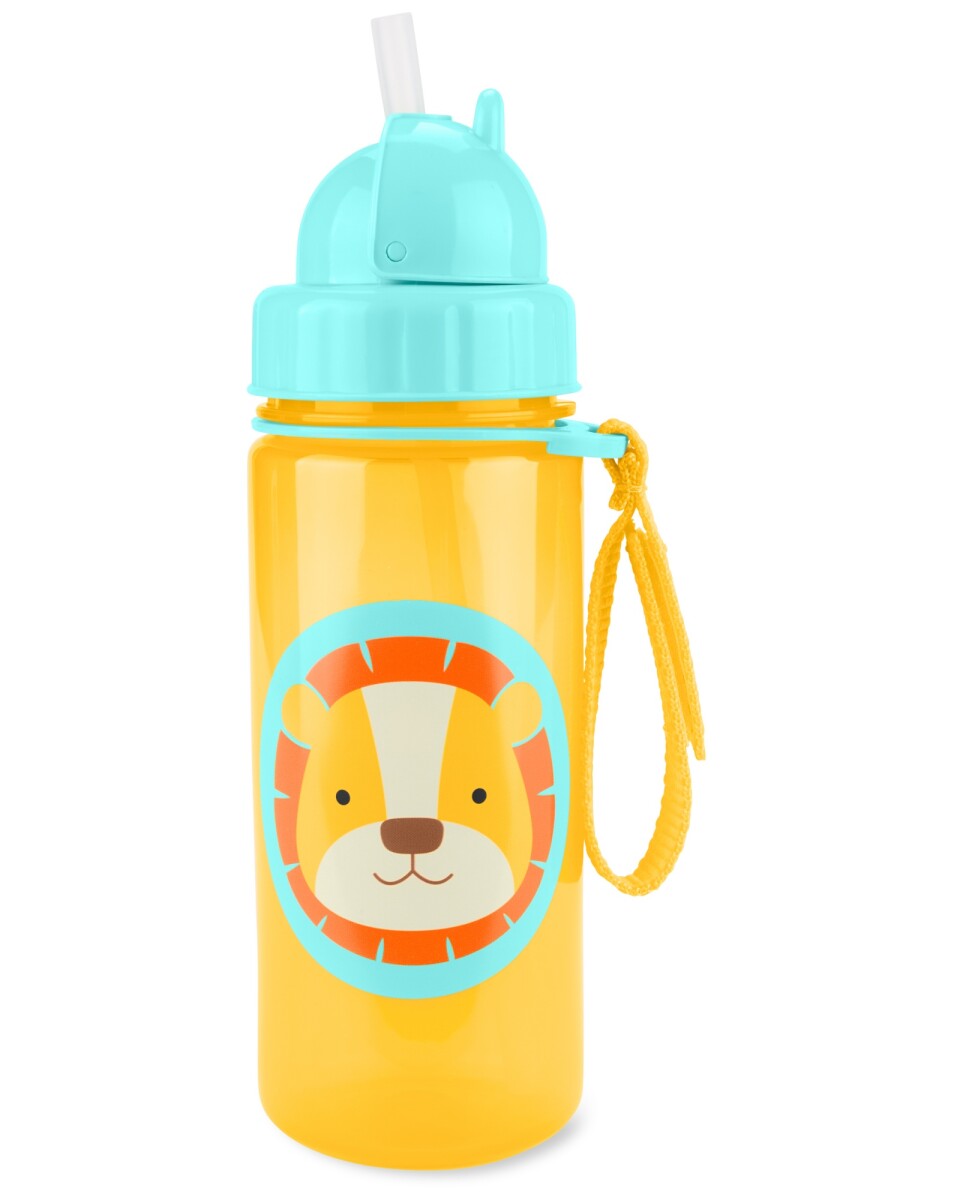 Botella con sorbito diseño león 