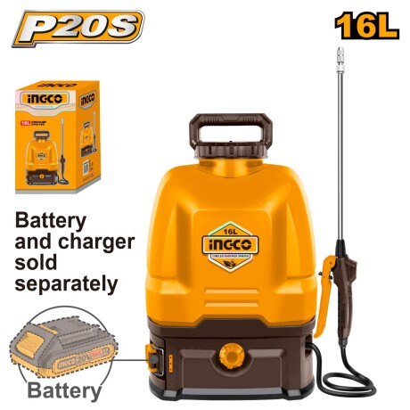 PULVERIZADOR FUMIGADOR DE MOCHILA 16LTS A BATERIA 20V P20S S AMARILLO-NEGRO