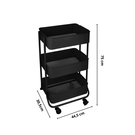 Carrito Organizador Multiuso Selecta Metálico 3 Estantes Negro