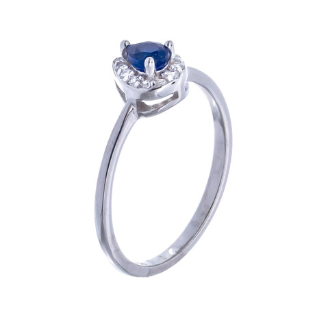 Anillo de Plata rodinada, zafiro y circonias Anillo de Plata rodinada, zafiro y circonias