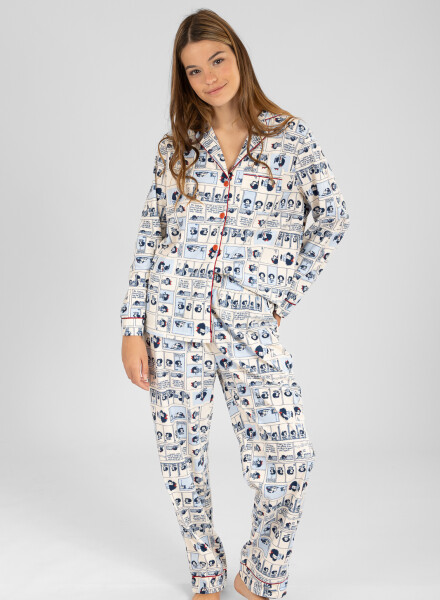 Pijama mafalda 2 flannel fleece Marfil