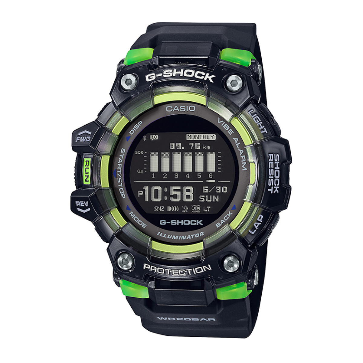 Reloj G-Shock deportivo con banda de resina - negro y verde 