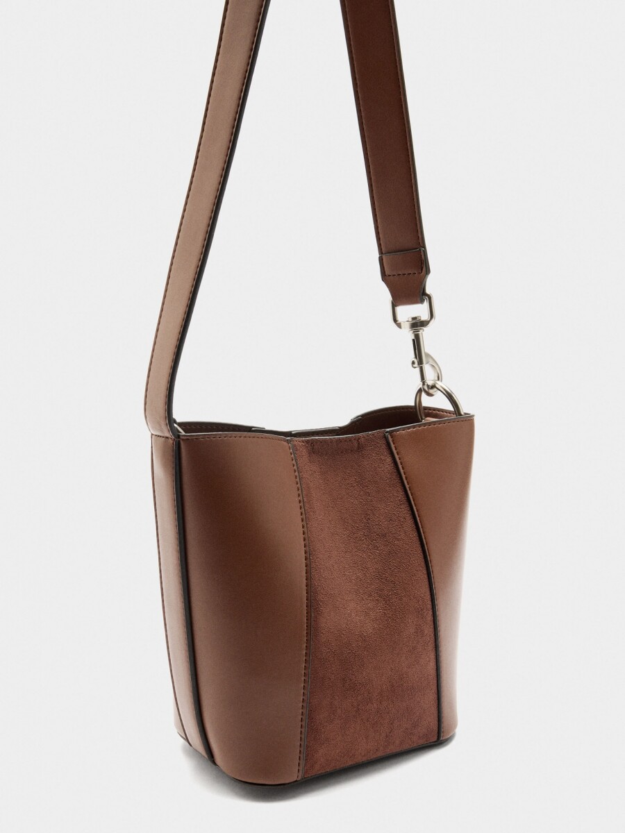 Bolso Bombonera Contraste De Texturas camel