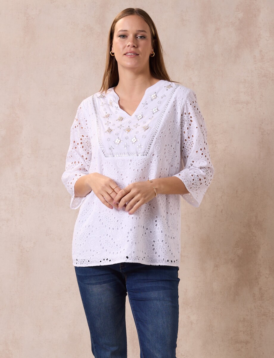 Blusa Broderie - Blanco 