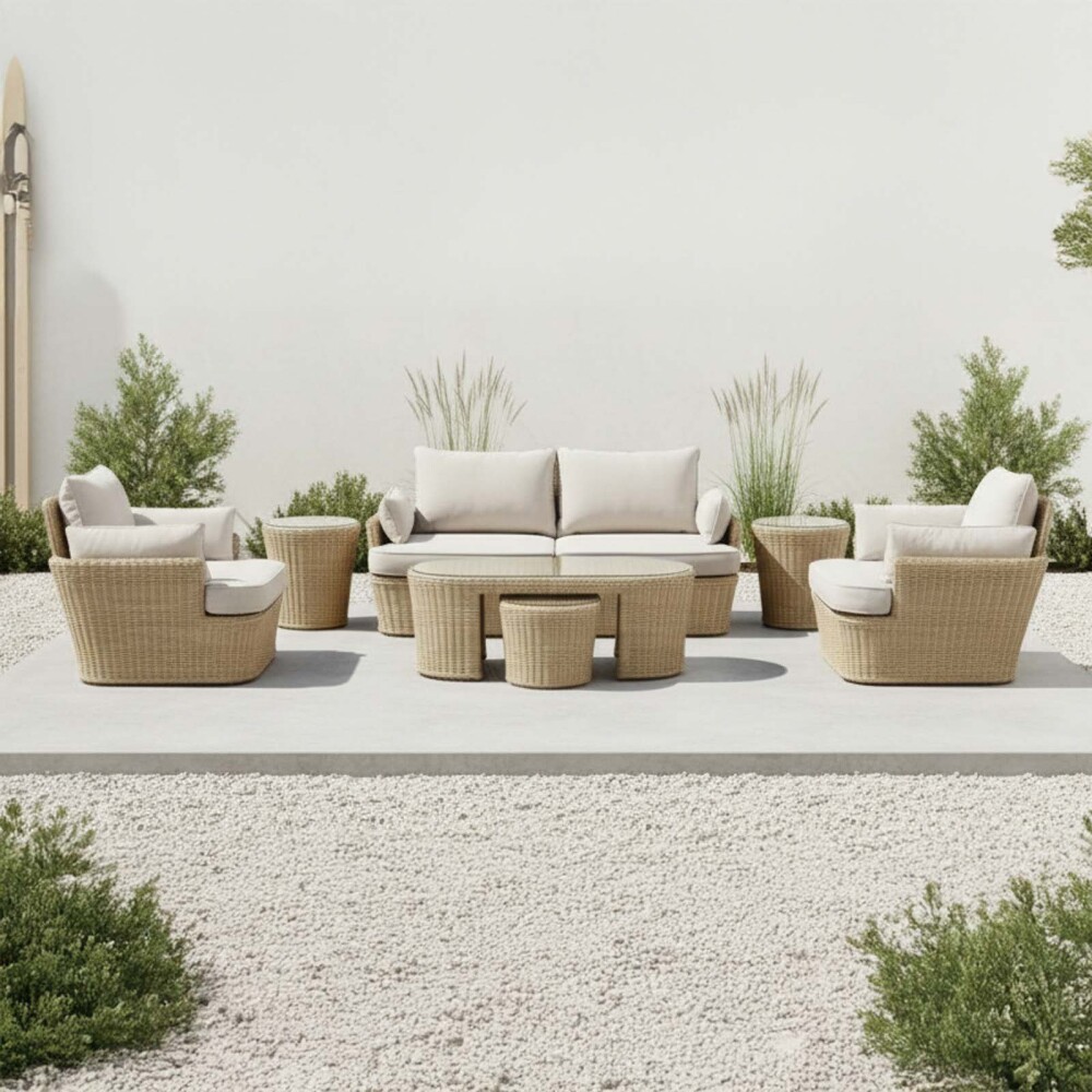 SET DE LIVING RATTAN-SINTETICO-Y-ALUMINIO NATURAL-BEIGE BARANY