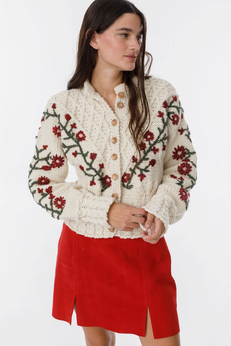 Cardigan Magnolia Crudo con bordado