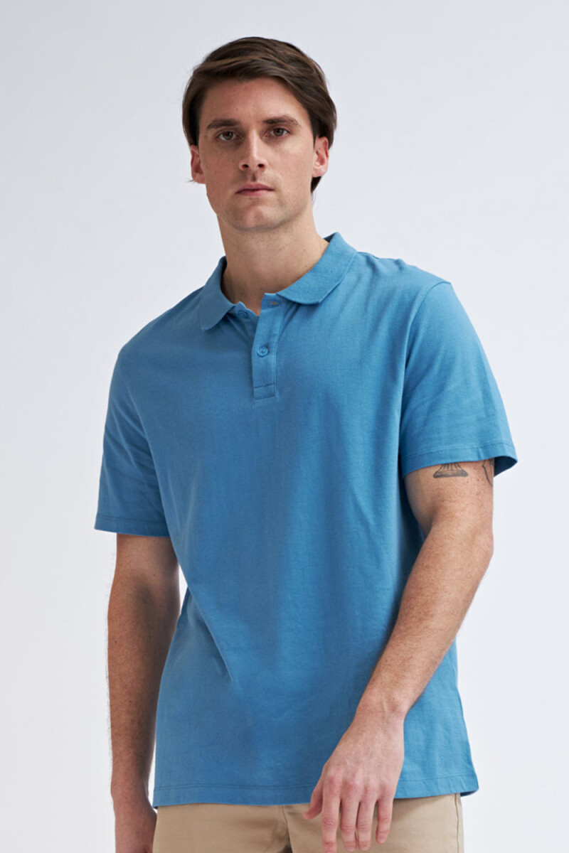 Camiseta manga corta polo Azul Piedra