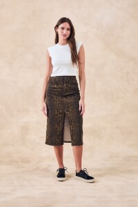 Falda Midi Animal Print Multi