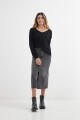 Sweater escote en V liso NEGRO