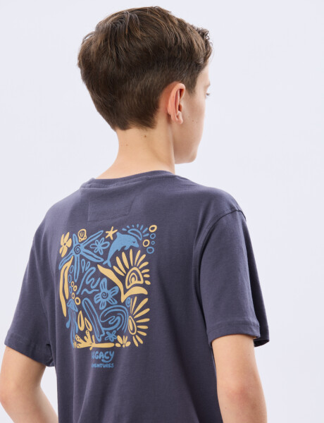REMERA ESTAMPADA DE ALGODÓN Azul