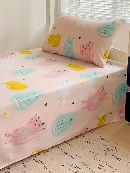 JUEGO DE SABANAS CATS COLORS ROSADO